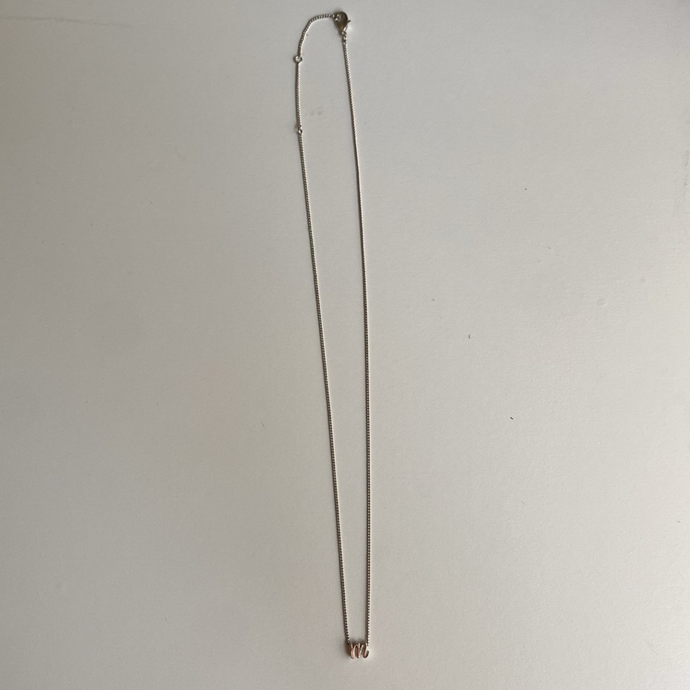 Silver Cursive Initial Necklace - Picture 2 of 4
